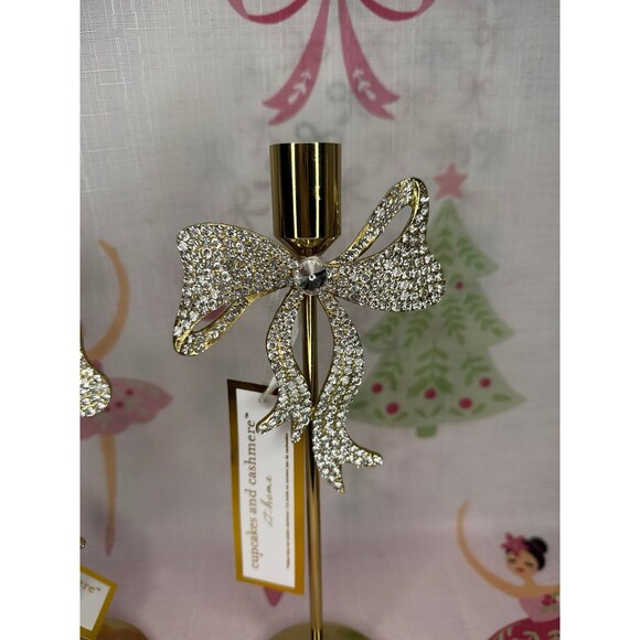 Cupcakes and Cashmere Rhinestoe Bow Candle Holders - Picture 2 of 5